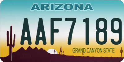 AZ license plate AAF7189