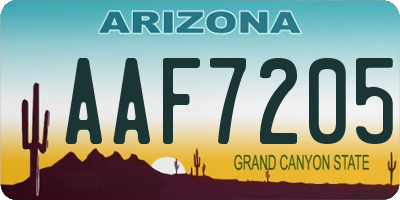 AZ license plate AAF7205