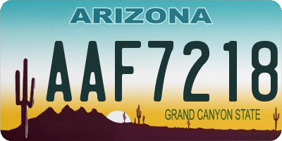 AZ license plate AAF7218