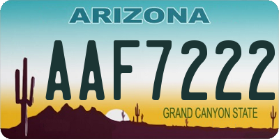 AZ license plate AAF7222