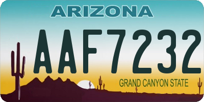 AZ license plate AAF7232