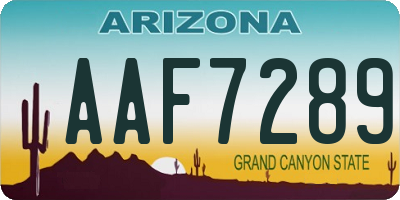 AZ license plate AAF7289
