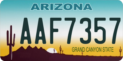 AZ license plate AAF7357