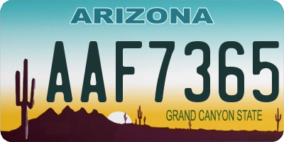 AZ license plate AAF7365
