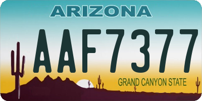 AZ license plate AAF7377