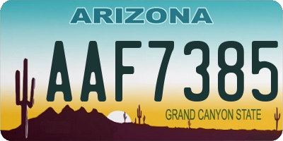 AZ license plate AAF7385