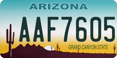 AZ license plate AAF7605