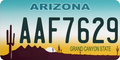 AZ license plate AAF7629