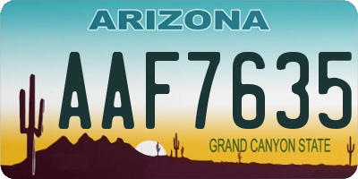 AZ license plate AAF7635
