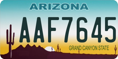 AZ license plate AAF7645