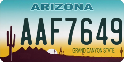 AZ license plate AAF7649