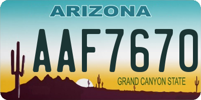 AZ license plate AAF7670