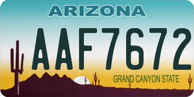AZ license plate AAF7672