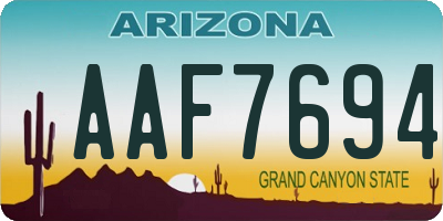 AZ license plate AAF7694