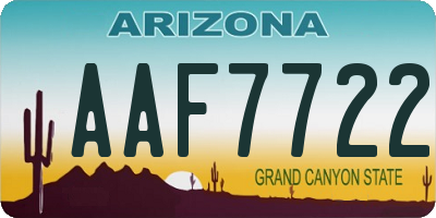 AZ license plate AAF7722