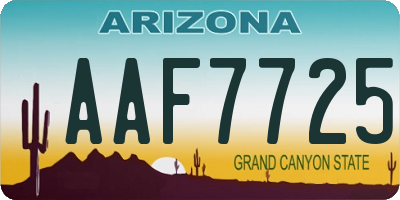 AZ license plate AAF7725