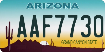 AZ license plate AAF7730