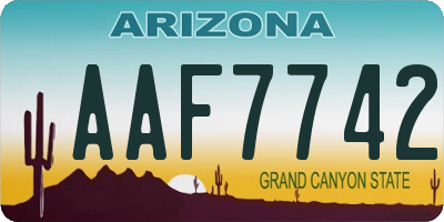 AZ license plate AAF7742