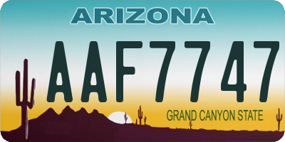 AZ license plate AAF7747