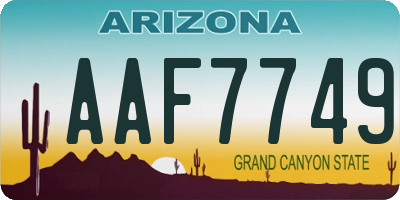 AZ license plate AAF7749