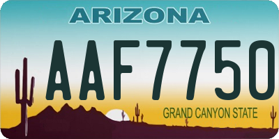 AZ license plate AAF7750