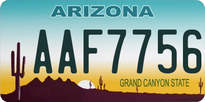 AZ license plate AAF7756