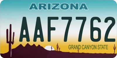 AZ license plate AAF7762