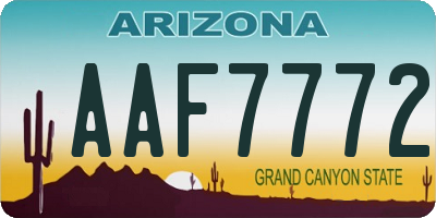 AZ license plate AAF7772