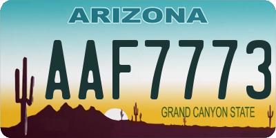 AZ license plate AAF7773