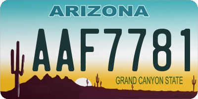 AZ license plate AAF7781