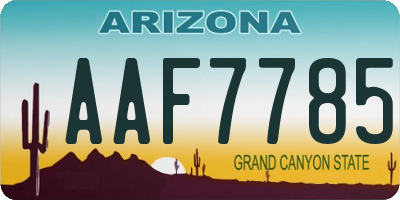 AZ license plate AAF7785