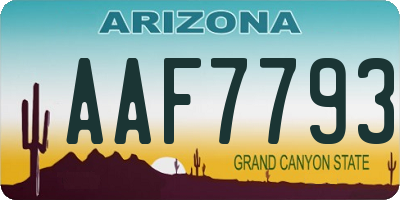 AZ license plate AAF7793