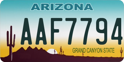 AZ license plate AAF7794