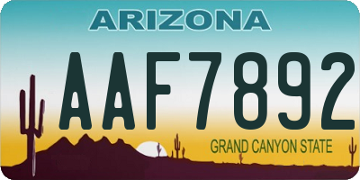 AZ license plate AAF7892