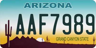 AZ license plate AAF7989