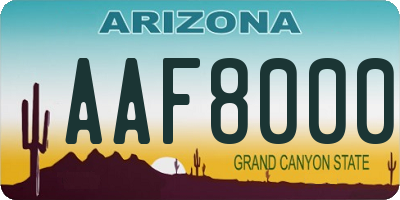 AZ license plate AAF8000