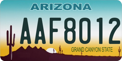 AZ license plate AAF8012