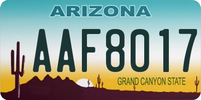 AZ license plate AAF8017