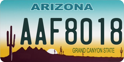 AZ license plate AAF8018