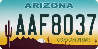 AZ license plate AAF8037