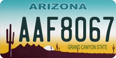 AZ license plate AAF8067