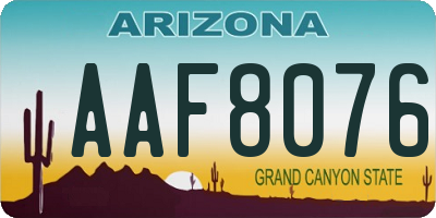 AZ license plate AAF8076