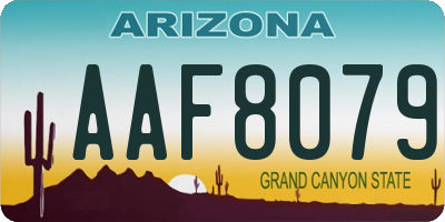 AZ license plate AAF8079