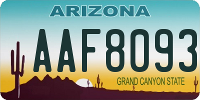 AZ license plate AAF8093