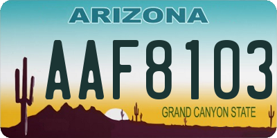 AZ license plate AAF8103