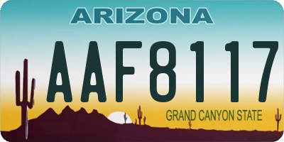 AZ license plate AAF8117