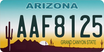 AZ license plate AAF8125