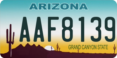 AZ license plate AAF8139