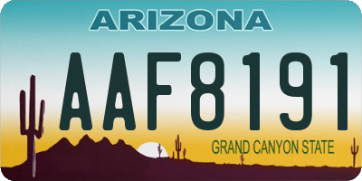 AZ license plate AAF8191