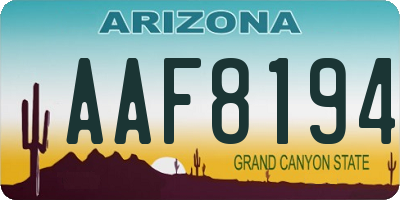 AZ license plate AAF8194